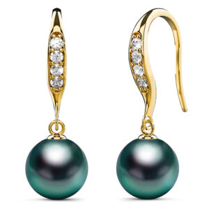 Chivalry Pearl Drop Earrings Embellished with SWAROVSKI® Crystal Iridescent Tahitian Look Pearls
