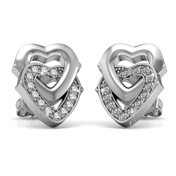 Sweet Hearts Studs Earrings Embellished with SWAROVSKI® Crystals - Image 2