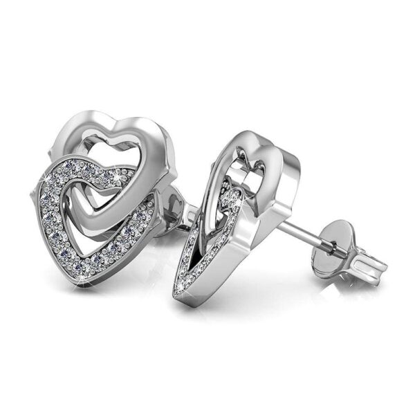 Sweet Hearts Studs Earrings Embellished with SWAROVSKI® Crystals - Image 3
