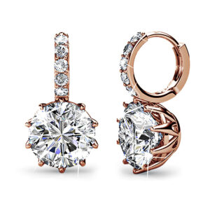 Rose Gold Huggie Earrings Embellished with SWAROVSKI® Crystals