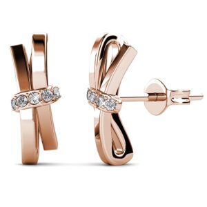 Rose Gold Tied Up Stud Earrings Embellished with SWAROVSKI® Crystals