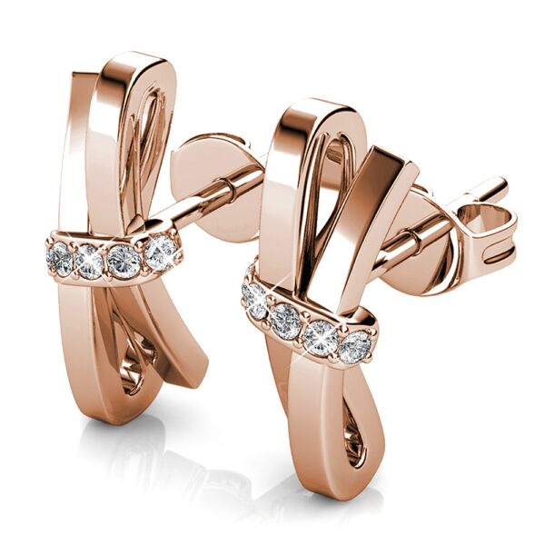 Rose Gold Tied Up Stud Earrings Embellished with SWAROVSKI® Crystals - Image 3