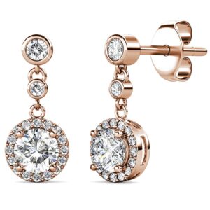 Lavish Rose Gold Modern Drop Earrings Embellished With SWAROVSKI® Crystals