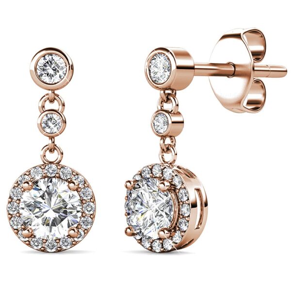 Lavish Rose Gold Modern Drop Earrings Embellished With SWAROVSKI® Crystals
