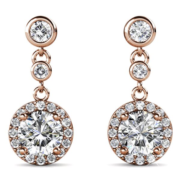 Lavish Rose Gold Modern Drop Earrings Embellished With SWAROVSKI® Crystals - Image 2