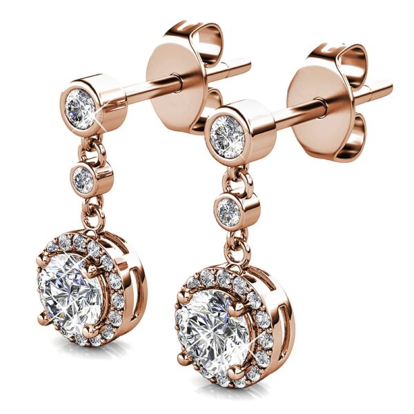 Lavish Rose Gold Modern Drop Earrings Embellished With SWAROVSKI® Crystals - Image 3