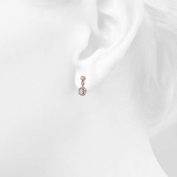 Lavish Rose Gold Modern Drop Earrings Embellished With SWAROVSKI® Crystals - Image 5
