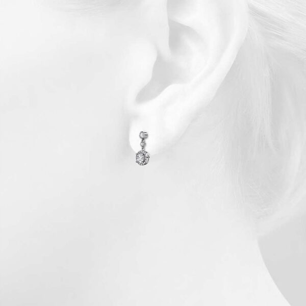 Lavish White Gold Modern Drop Earrings Embellished With SWAROVSKI® Crystals - Image 5
