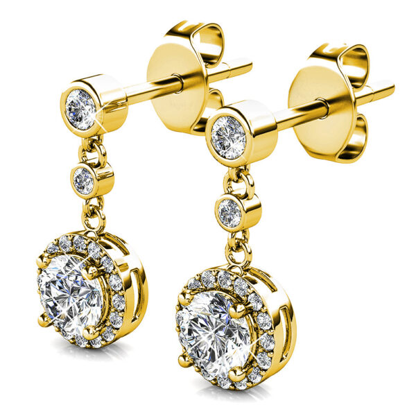 Lavish Gold Modern Drop Earrings Embellished With SWAROVSKI® Crystals - Image 3