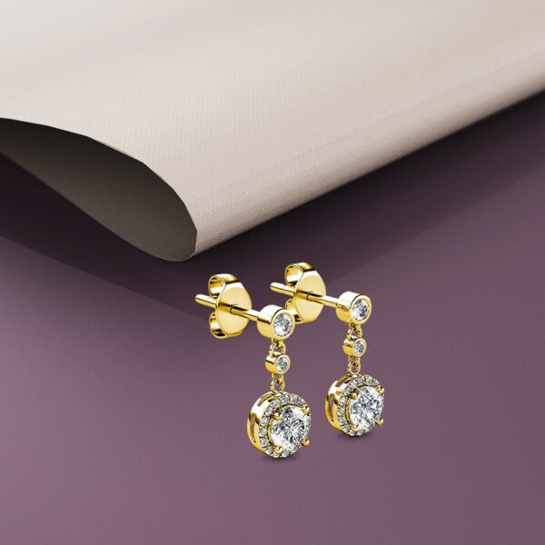 Lavish Gold Modern Drop Earrings Embellished With SWAROVSKI® Crystals - Image 4