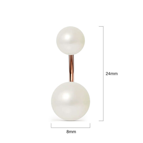 Rose Gold Duo Pearl Stud Earrings Embellished with SWAROVSKI® Crystal Pearl - Image 4