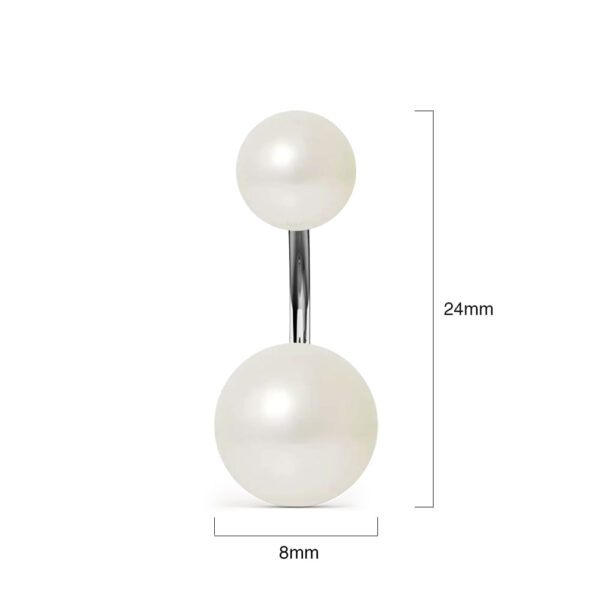 White Gold Duo Pearl Stud Earrings Embellished with SWAROVSKI® Crystal Pearl - Image 4