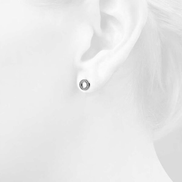 White Gold Dazzling Round Stud Earrings Embellished With SWAROVSKI® Crystals - Image 4