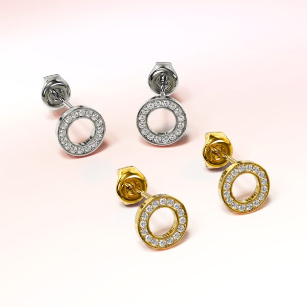 White Gold Dazzling Round Stud Earrings Embellished With SWAROVSKI® Crystals - Image 5
