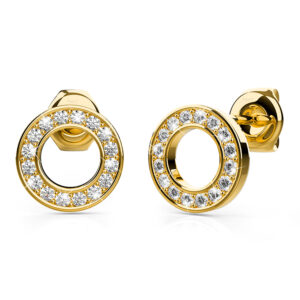 Gold Dazzling Round Stud Earrings Embellished With SWAROVSKI® Crystals