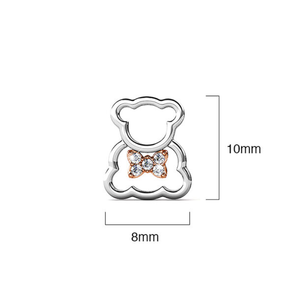 Teddy Bear with Ribbon Dual Tone Stud Earrings Embellished With SWAROVSKI® Crystals - Image 6
