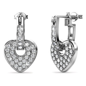 Heart-Shaped Dangle Earrings Embellished with SWAROVSKI® Crystals