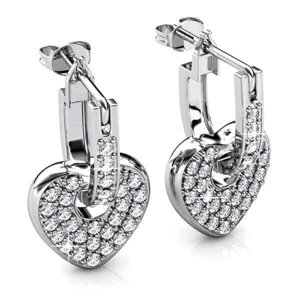 Heart-Shaped Dangle Earrings Embellished with SWAROVSKI® Crystals - Image 2