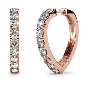 Rose Gold Craft Heart Huggie Earrings Embellished With SWAROVSKI® Crystals