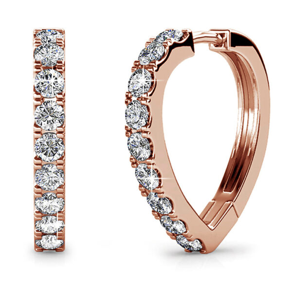 Rose Gold Craft Heart Huggie Earrings Embellished With SWAROVSKI® Crystals