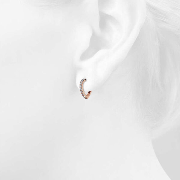 Rose Gold Craft Heart Huggie Earrings Embellished With SWAROVSKI® Crystals - Image 5