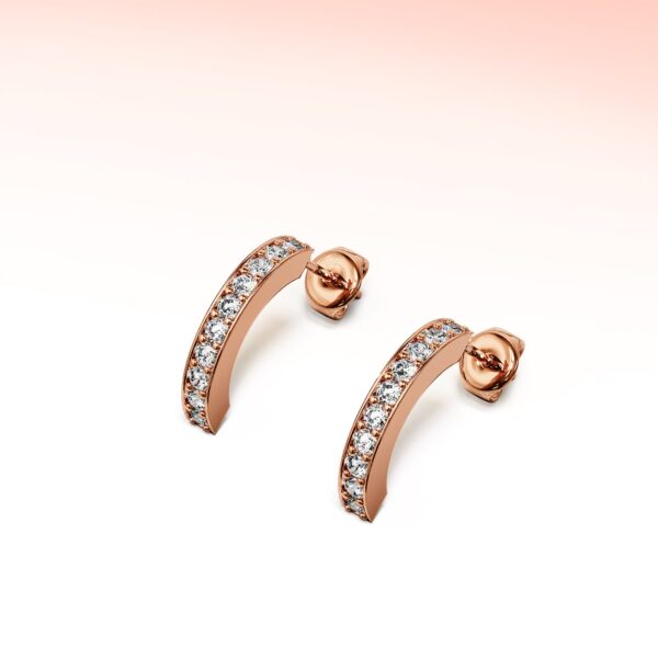 Rose Gold Semi Circle Curve Earrings Embellished With SWAROVSKI® Crystals - Image 3