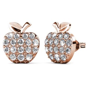 Stunning Apple Stud Earrings Embellished With SWAROVSKI® Crystals