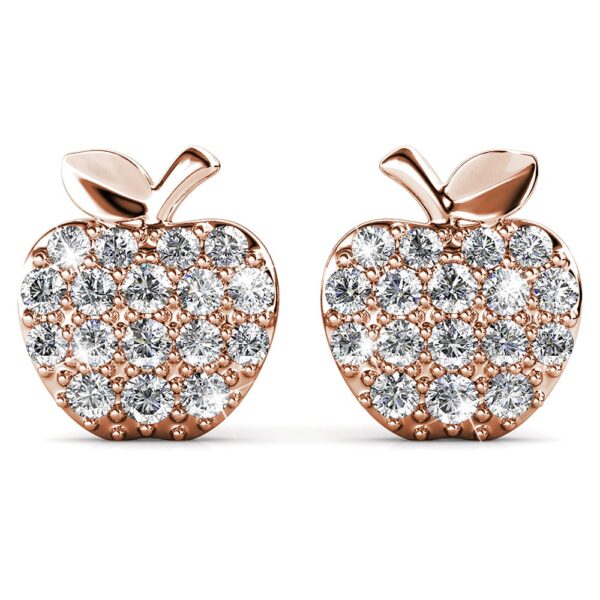 Stunning Apple Stud Earrings Embellished With SWAROVSKI® Crystals - Image 2