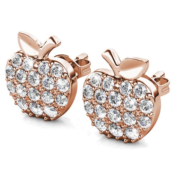 Stunning Apple Stud Earrings Embellished With SWAROVSKI® Crystals - Image 3