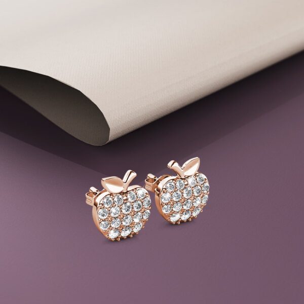 Stunning Apple Stud Earrings Embellished With SWAROVSKI® Crystals - Image 4