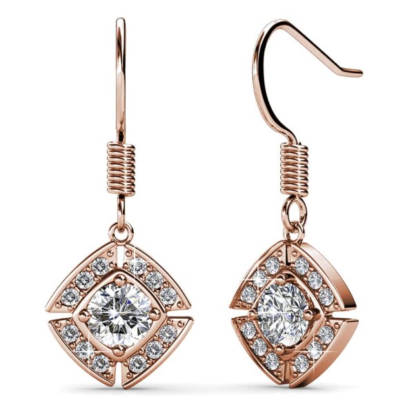 Rose Gold Brilliant Cut Hook Earrings Embellished With SWAROVSKI® Crystals