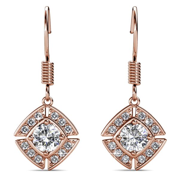Rose Gold Brilliant Cut Hook Earrings Embellished With SWAROVSKI® Crystals - Image 2