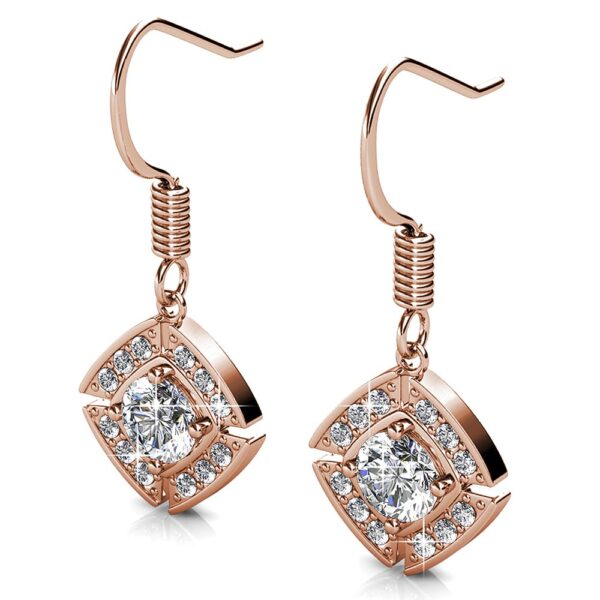 Rose Gold Brilliant Cut Hook Earrings Embellished With SWAROVSKI® Crystals - Image 3