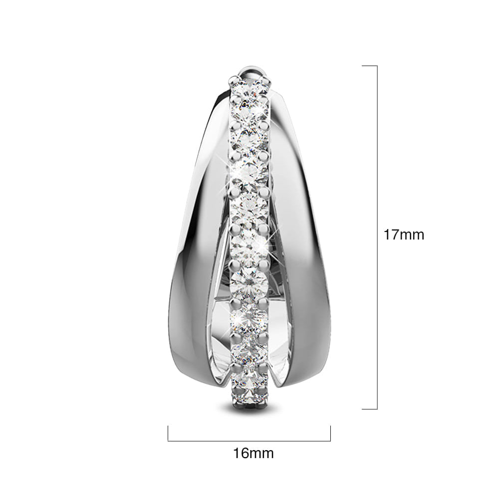White Gold Triple Hoop Earrings Embellished with Crystals from SWAROVSKI® - Image 4