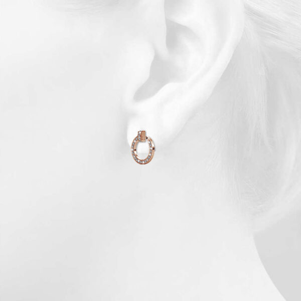 Rose Gold Dazzling Pave Set Open Circle Stud Earrings Embellished with SWAROVSKI® Crystals - Image 4