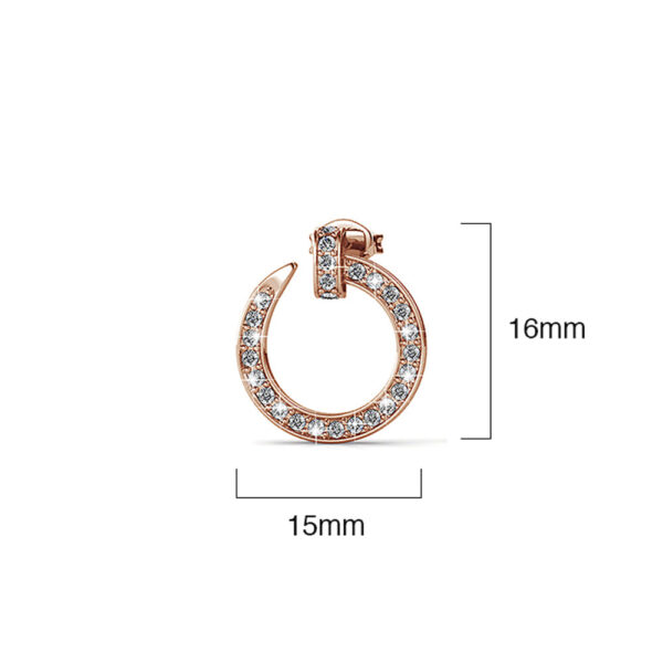 Rose Gold Dazzling Pave Set Open Circle Stud Earrings Embellished with SWAROVSKI® Crystals - Image 5