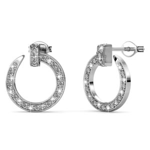 Paradigm in Circle White Gold Stud Earrings Embellished with SWAROVSKI® Crystals