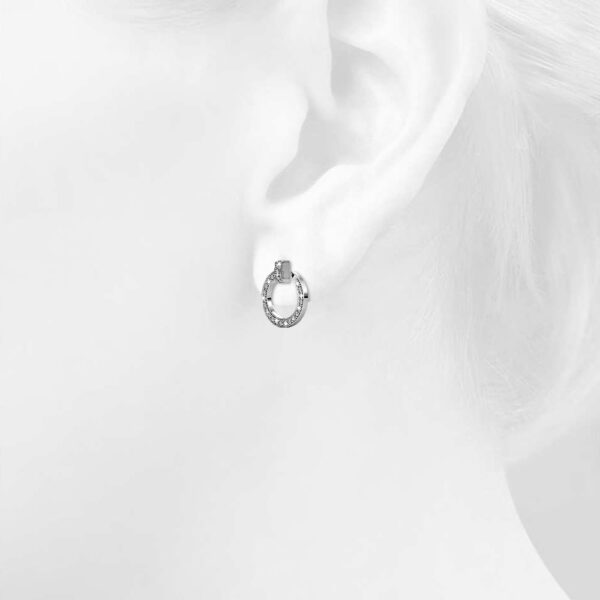 Paradigm in Circle White Gold Stud Earrings Embellished with SWAROVSKI® Crystals - Image 4