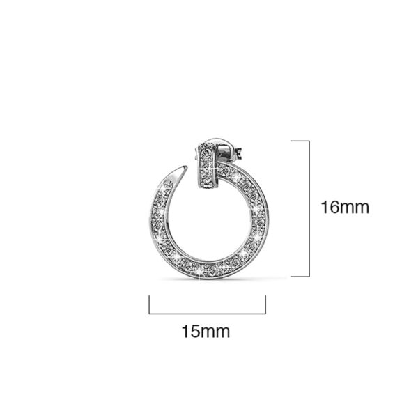 Paradigm in Circle White Gold Stud Earrings Embellished with SWAROVSKI® Crystals - Image 5