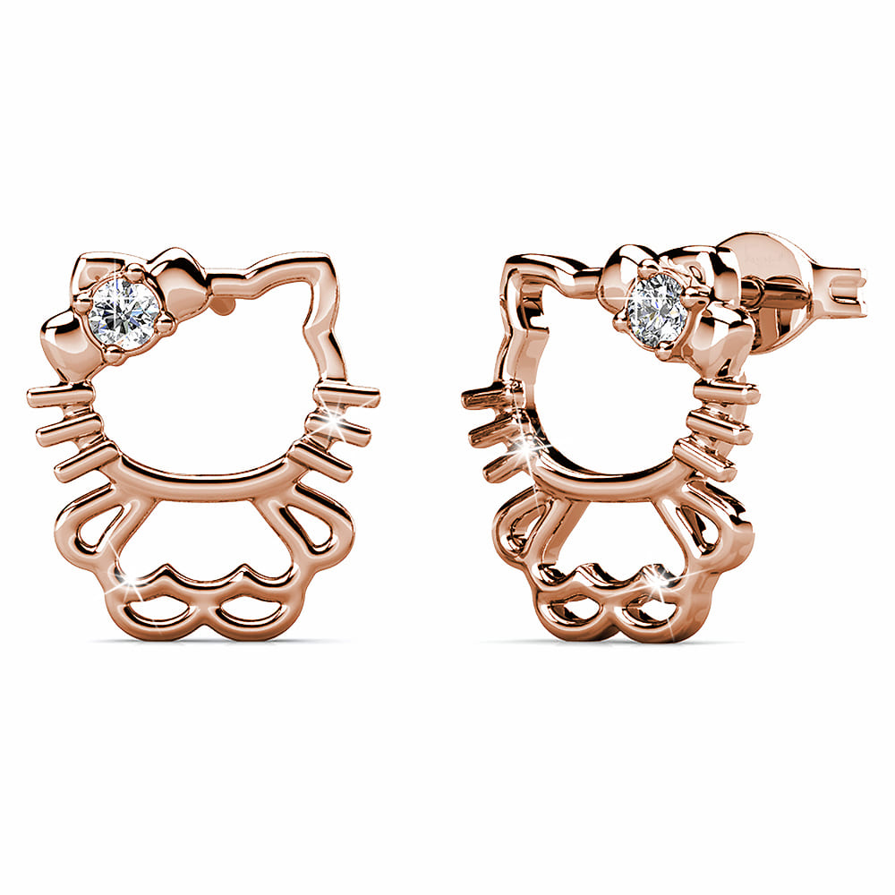 Rose Gold Cutie Hello Kitty Earrings Embellished with SWAROVSKI® Crystals