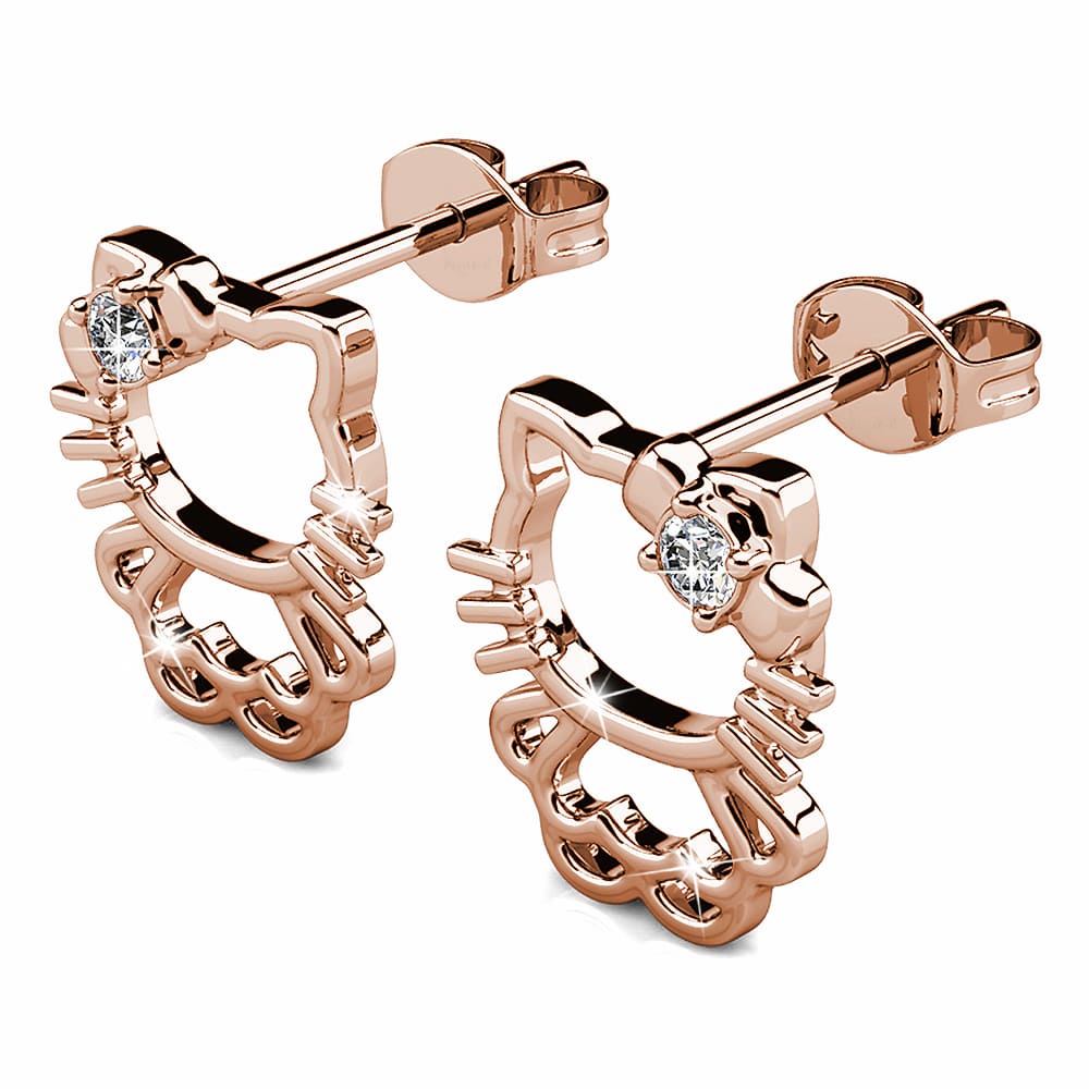 Rose Gold Cutie Hello Kitty Earrings Embellished with SWAROVSKI® Crystals - Image 3