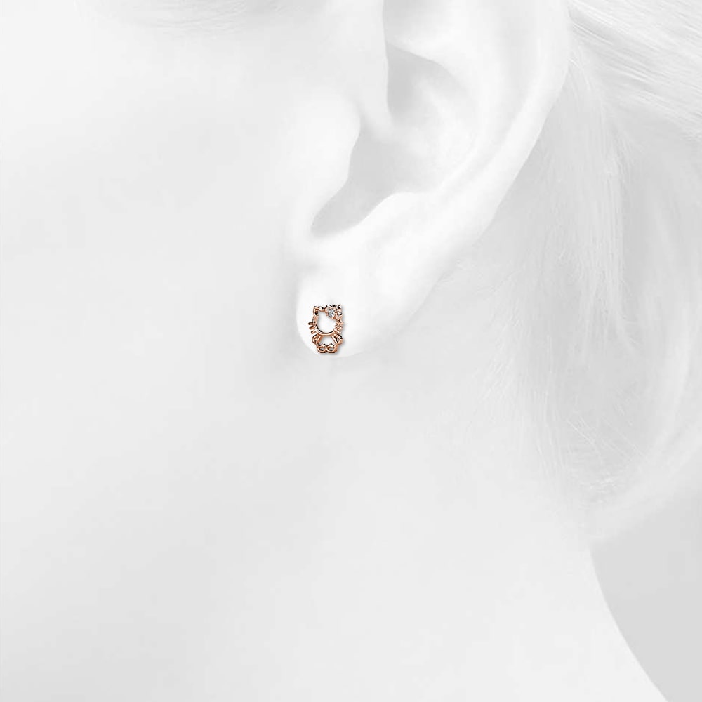 Rose Gold Cutie Hello Kitty Earrings Embellished with SWAROVSKI® Crystals - Image 5
