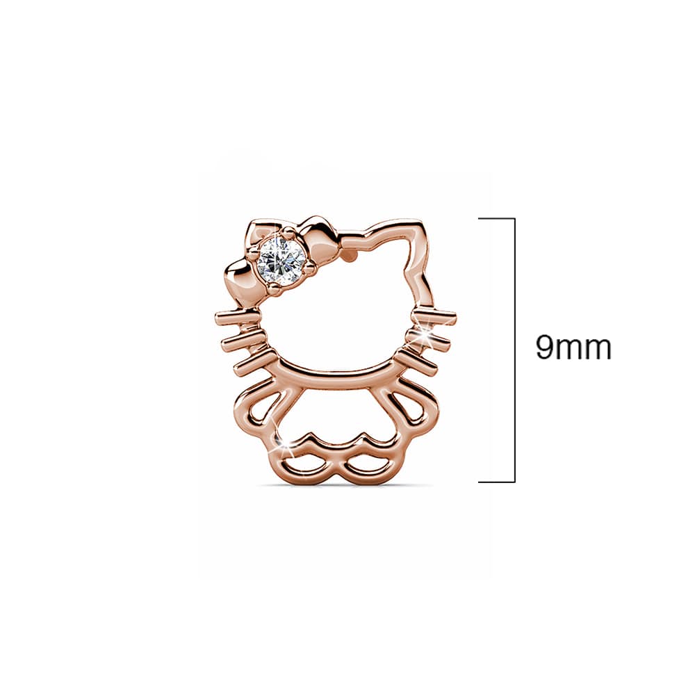 Rose Gold Cutie Hello Kitty Earrings Embellished with SWAROVSKI® Crystals - Image 6