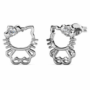 White Gold Cutie Hello Kitty Earrings Embellished with SWAROVSKI® Crystals