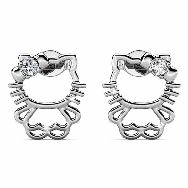 White Gold Cutie Hello Kitty Earrings Embellished with SWAROVSKI® Crystals - Image 2