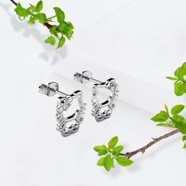 White Gold Cutie Hello Kitty Earrings Embellished with SWAROVSKI® Crystals - Image 4