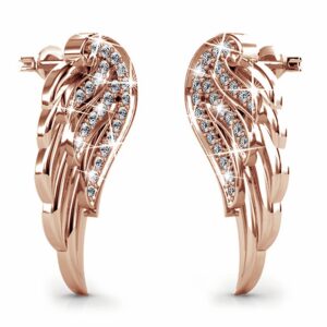 Fly High with Wing Stud Earrings in Rose Gold Embellished with Crystals from SWAROVSKI®