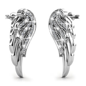 Fly High with Wing Stud Earrings in White Gold Embellished with Crystals from SWAROVSKI®