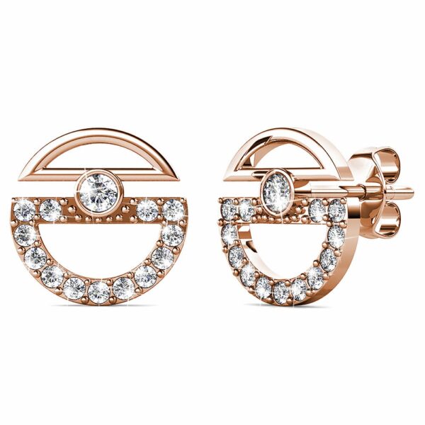 Modern Sphere Stud Earrings in Rose Gold Adorned with Crystals from SWAROVSKI®