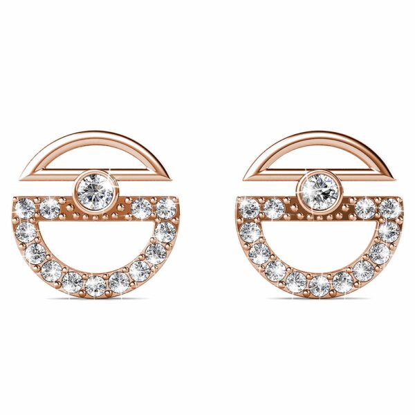 Modern Sphere Stud Earrings in Rose Gold Adorned with Crystals from SWAROVSKI® - Image 2